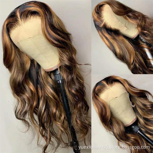 150% 200% Density Wholesale Vendor Raw Brazilian HD Transparent Swiss Glueless  Full Lace Frontal Highlight Human Hair Wigs